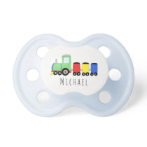 Personalized Baby Boy Locomotive Train with Name Pacifier