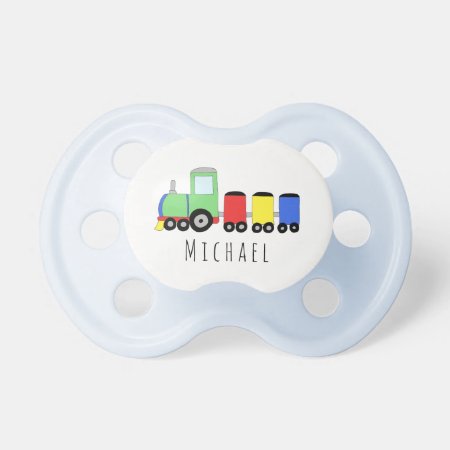 Personalized Baby Boy Locomotive Train With Name Pacifier