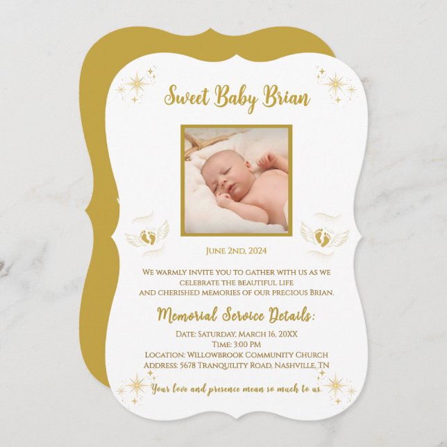 Personalized Baby Boy Memorial Invitations (Front/Back)