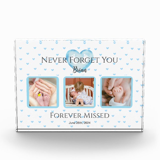 Personalized Baby Boy Memorial Photo Block (Front)