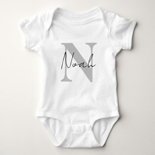 Personalized Baby Boy Name Pregnancy Announcement Bodysuit (Front)