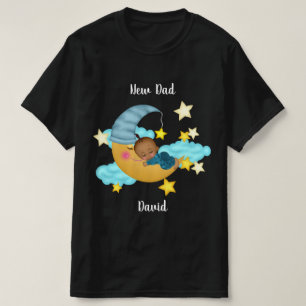 Personalized Baby Boy on a Moon Art T-Shirt