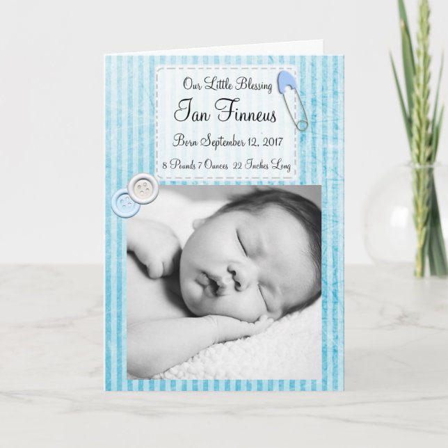 Personalized Baby Boy Photo Birth Announcement (Front)