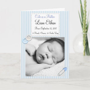 Personalized Baby Boy Photo Birth Announcement