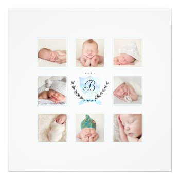 Personalized Baby Boy Photo Collage With Wreath by marisuvalencia at Zazzle