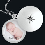 Personalized Baby boy Photo Name Custom Locket Necklace<br><div class="desc">Perfect for the new mother,  customize this locket with her newborn baby boy's photo and name. Elegant and beautiful,  wonderful mother's day gift or her birthday. A cherished keepsake of her son.</div>