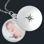 Personalized Baby boy Photo Name Custom Locket Necklace<br><div class="desc">Perfect for the new mother,  customize this locket with her newborn baby boy's photo and name. Elegant and beautiful,  wonderful mother's day gift or her birthday. A cherished keepsake of her son.</div>