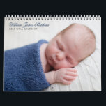 Personalized Baby Boy Photo Newborn Pictures 2025 Calendar<br><div class="desc">A simple, chic baby photo wall calendar for a new mom. Add your own custom newborn photographs to this minimalist full bleed picture calendar. Personalize this gift with the name of your infant and year in beautiful blue and grey script. This perfect gender neutral layout is a cute present for...</div>