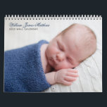 Personalized Baby Boy Photo Newborn Pictures 2025 Calendar<br><div class="desc">A simple, chic baby photo wall calendar for a new mom. Add your own custom newborn photographs to this minimalist full bleed picture calendar. Personalize this gift with the name of your infant and year in beautiful blue and grey script. This perfect gender neutral layout is a cute present for...</div>
