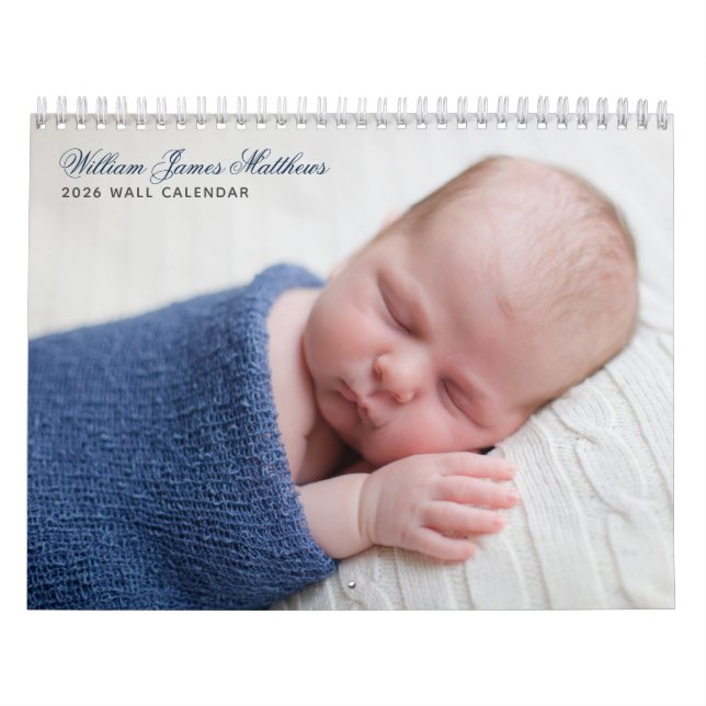 Personalized Baby Boy Photo Newborn Pictures 2026 Calendar (Cover)