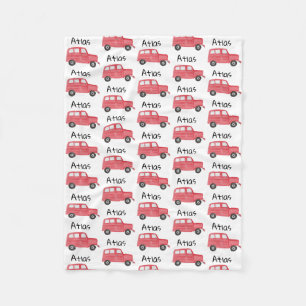 Personalized Baby Boy Red Jeep Car Fleece Blanket