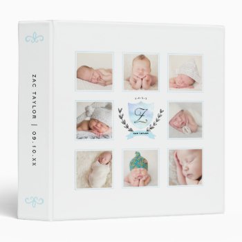 Personalized Baby Boy Scrapbook Photo Collage 3 Ring Binder by marisuvalencia at Zazzle