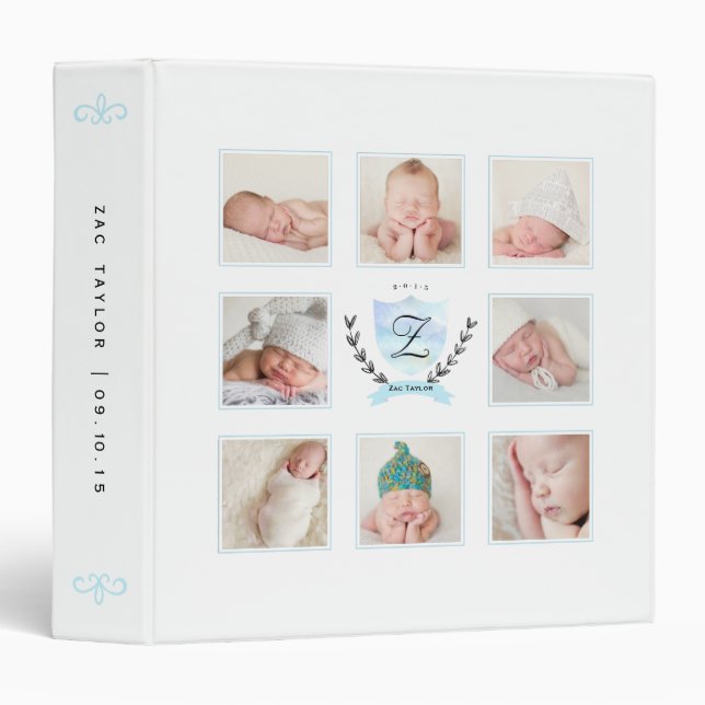 PERSONALIZED BABY BOY SCRAPBOOK PHOTO COLLAGE BINDER (Front/Spine)
