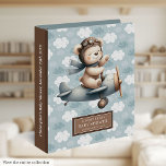 Personalized Baby Boy Shower Album with Teddy Bear 3 Ring Binder