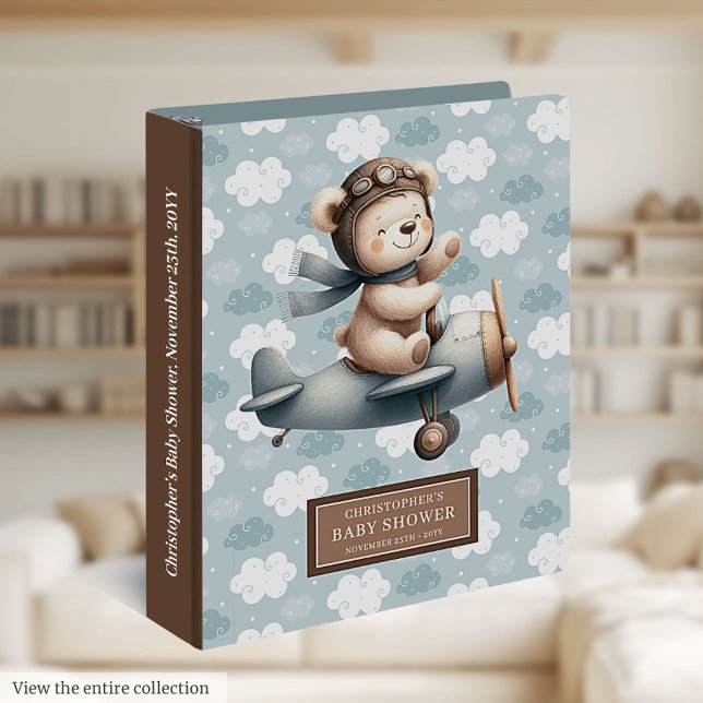 Personalized Baby Boy Shower Album with Teddy Bear 3 Ring Binder (Personalized Baby Boy Shower Album with Teddy Bear 3 ring binder )