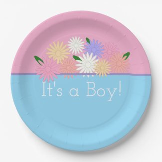 Personalized Baby Boy Shower, Floral Pink and Blue
