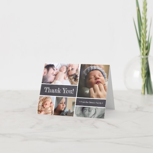 Personalized Baby boy shower  photo collage Thank You Card