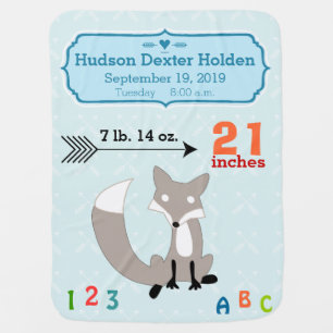 Personalized Baby Boy Stats Arrow Pattern Blanket
