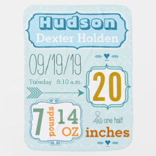 Personalized Baby Boy Stats Blanket