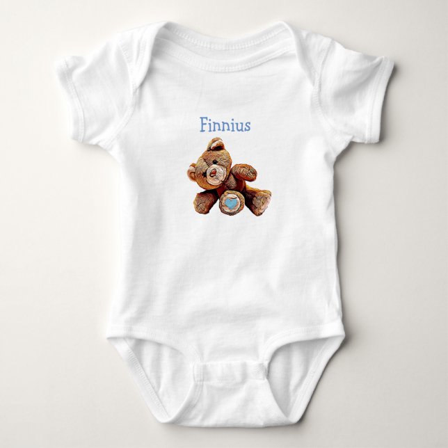 Personalized Baby Boy Teddy Bear Shirt (Front)