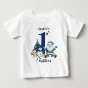 Personalized Baby Boy's 1st Christmas Santa T-Shirt