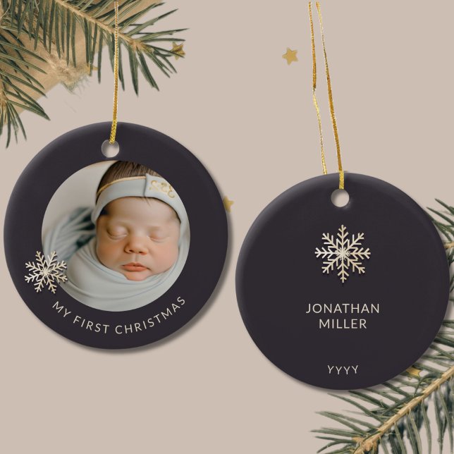Personalized Baby Boy's First Christmas Ornament (Creator Uploaded)