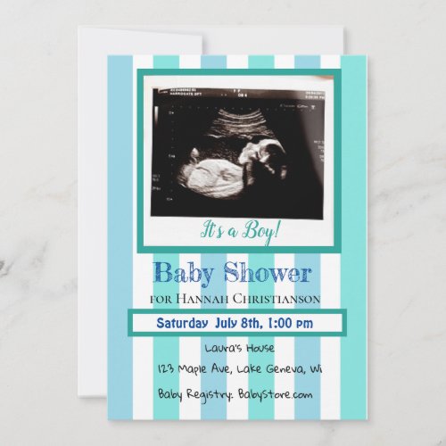 Personalized Baby Boys  Ultrasound Baby Shower Invitation