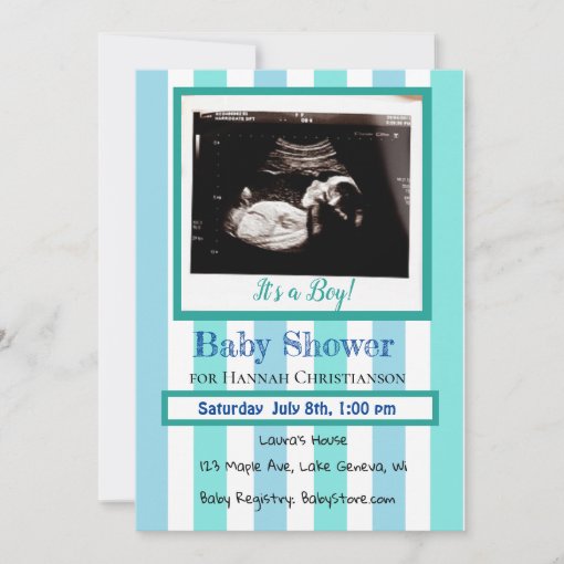 Personalized Baby Boy's Ultrasound Baby Shower Invitation Zazzle