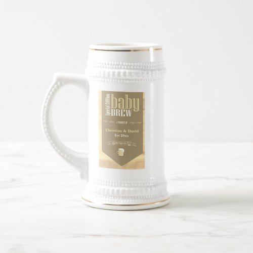 Personalized Baby Brew Beer Label Funny Shower  Beer Stein