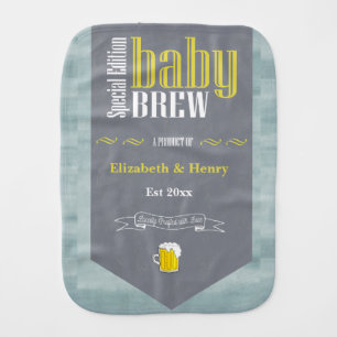 Personalized Baby Brew Beer Label Funny Shower     Burp Cloth