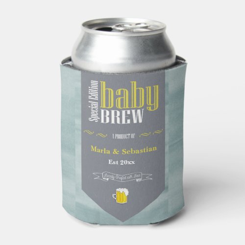 Personalized Baby Brew Beer Label Funny Shower  Can Cooler