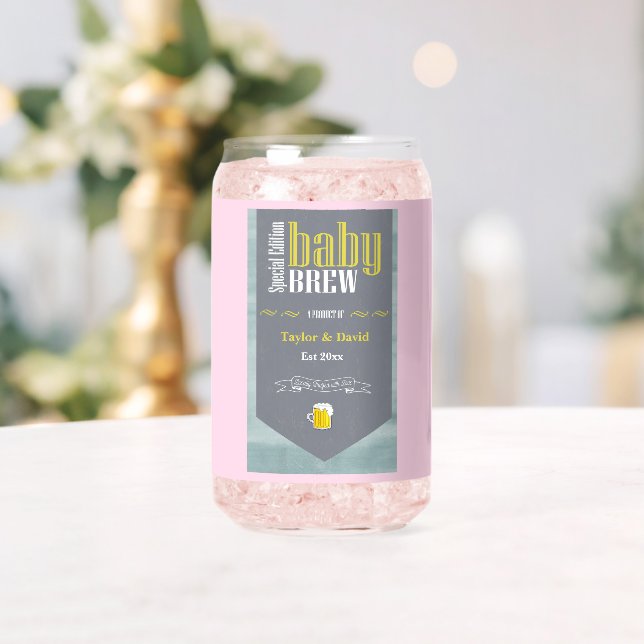 Personalized Baby Brew Beer Label Funny Shower  Can Glass (Insitu (Wedding))