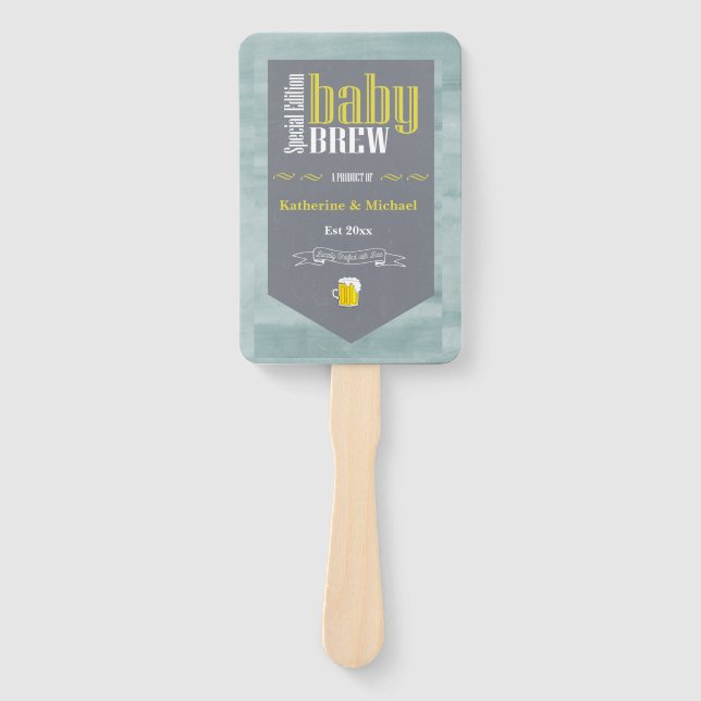 Personalized Baby Brew Beer Label Funny Shower   Hand Fan (Front)