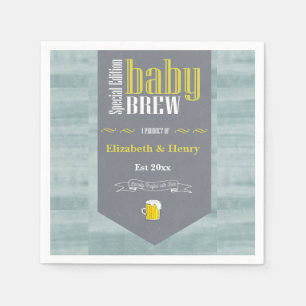 Personalized Baby Brew Beer Label Funny Shower Napkins