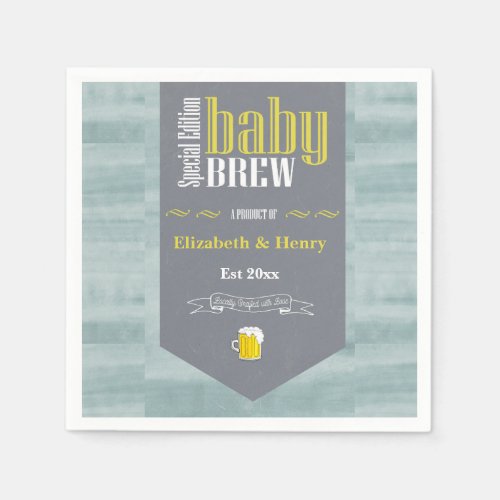 Personalized Baby Brew Beer Label Funny Shower     Napkins