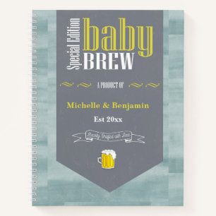 Personalized Baby Brew Beer Label Funny Shower Notebook
