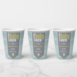Personalized Baby Brew Beer Label Funny Shower Paper Cups
