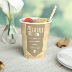Personalized Baby Brew Beer Label Funny Shower Paper Cups