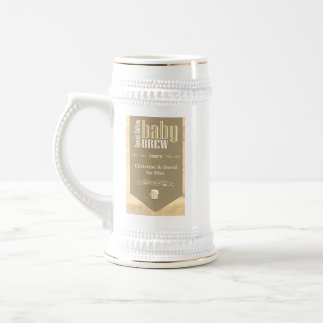 Personalized Baby Brew Beer Label Funny Shower  Stein (Left)