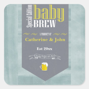 Personalized Baby Brew Funny Shower  Square Sticker
