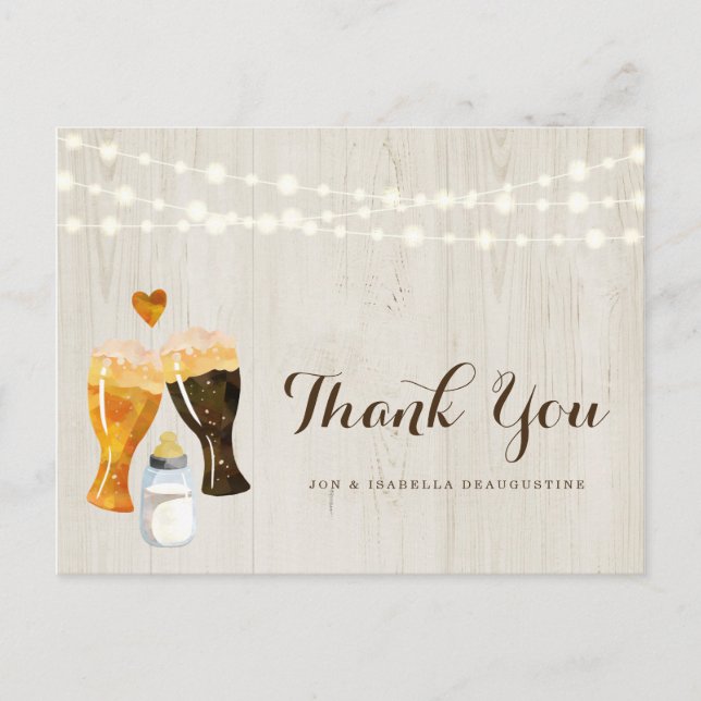 Personalized Baby Brewing Baby Shower Thank You Postcard (Front)