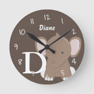 Personalized Baby Brown Round Clock