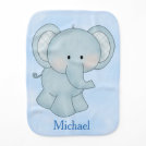 Personalized Baby Burp Cloth Blue Elephant Personalized Baby Burp Cloth Blue Elephant