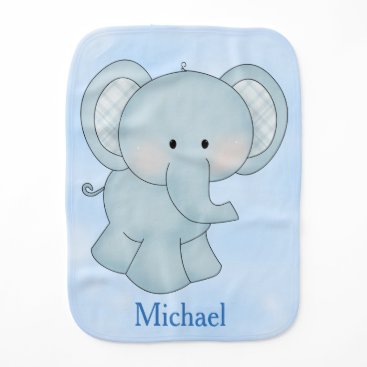 Personalized Baby Burp Cloth Blue Elephant