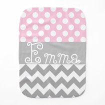 Personalized baby burp cloth in pink