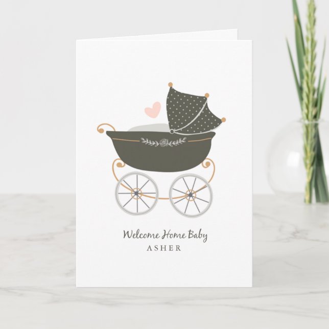 Personalized Baby Carriage Card (Front)