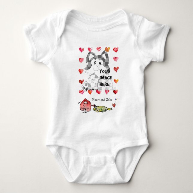 Personalized Baby Cartoon Hearts Baby Bodysuit (Front)