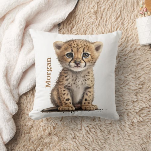 Personalized Baby Cheetah Leopard Nursery Decor  Throw Pillow
