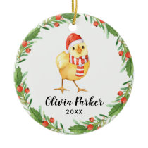 Personalized Baby Chick Cute Chicken Ceramic Ornament