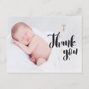Personalized Baby Christening Thank you Photo Postcard